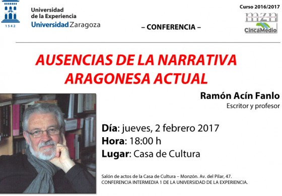 Ramón Acín revisa en Monzón la trayectoria de los grandes narradores aragoneses contemporáneos desaparecidos